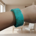 Pulsera ancha de presión pintada verde turquesa