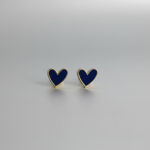 Arete colgante corazon azul mar plata 925
