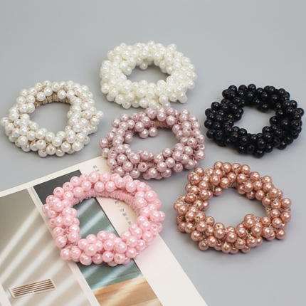 Coleta elástica perla colores encantadores 6.5 cm