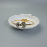 Pulsera  doble trébol dorado elegante y colores elegante  acero inoxidable ajustable baño oro 18k