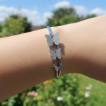 Pulsera  trio mariposa brillantes  elegante y colores elegante  acero inoxidable ajustable