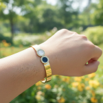 Pulsera  doble reloj romano con baño oro 18k brillantes  elegante y colores elegante  acero inoxidable ajustable