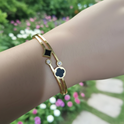 Pulsera geométrico  elegante y colores elegante  acero inoxidable baño oro 18k