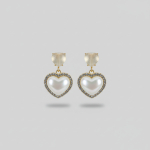 Arete colgante corazon contorno brillante en plata 925