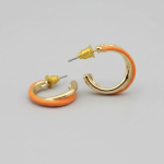 Arete media argolla naranja y dorado en acero inoxidable