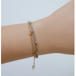 Pulsera tres tonos plateado, rosa oro y dorado en acero inoxidable elegante