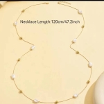 Elegante collar doble colgante con perlas  imitación para lucir radiante. - Imagen 2