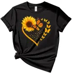 Camiseta diseño de girasoles con mariposas