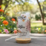 Vaso de vidrio ella es perfecta  con Tapa de Bambú - Imagen 2