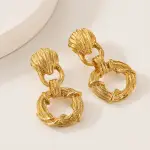 Arete colgante retro boho dorado