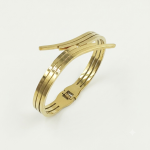 Pulsera enchape oro 18k elegante y fina lisa y de tres canales