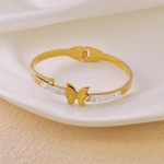 Pulsera enchape oro 18k con mariposa y brillantes de imitación - Imagen 2