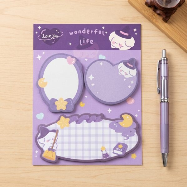 Notas Adhesivas Kawaii "Magic" 60 Hojas (100x130 mm) – Set de Banderitas Post-it Decorativas