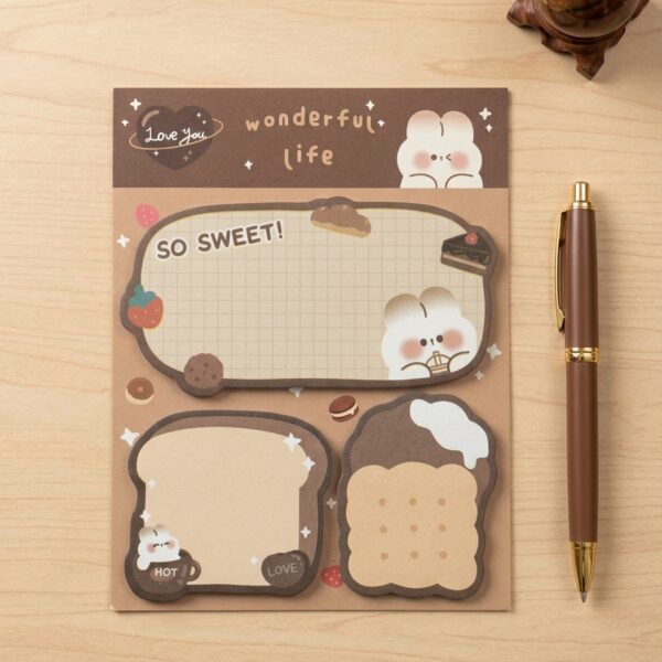 Notas Adhesivas Kawaii "So sweet" 60 Hojas (100x130 mm) – Set de Banderitas Post-it Decorativas