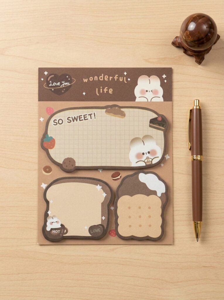 Notas Adhesivas Kawaii "So sweet" 60 Hojas (100x130 mm) – Set de Banderitas Post-it Decorativas