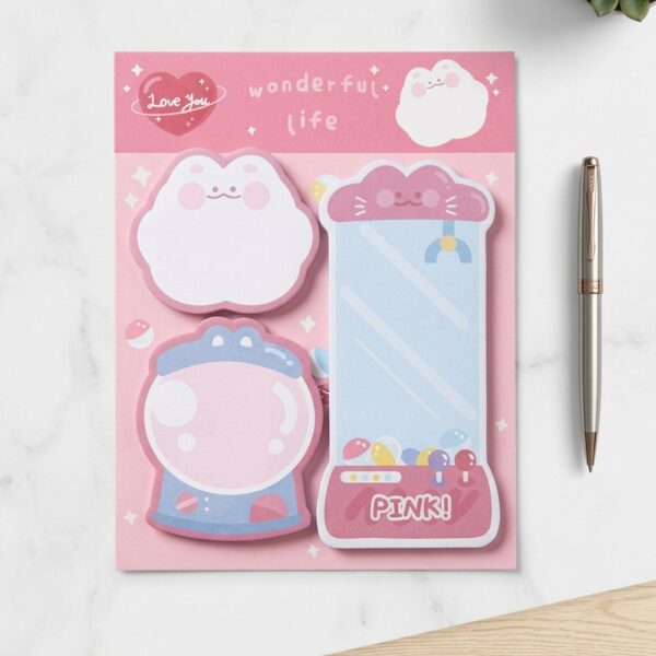 Notas Adhesivas Kawaii "Pink" 60 Hojas (100x130 mm) – Set de Banderitas Post-it Decorativas