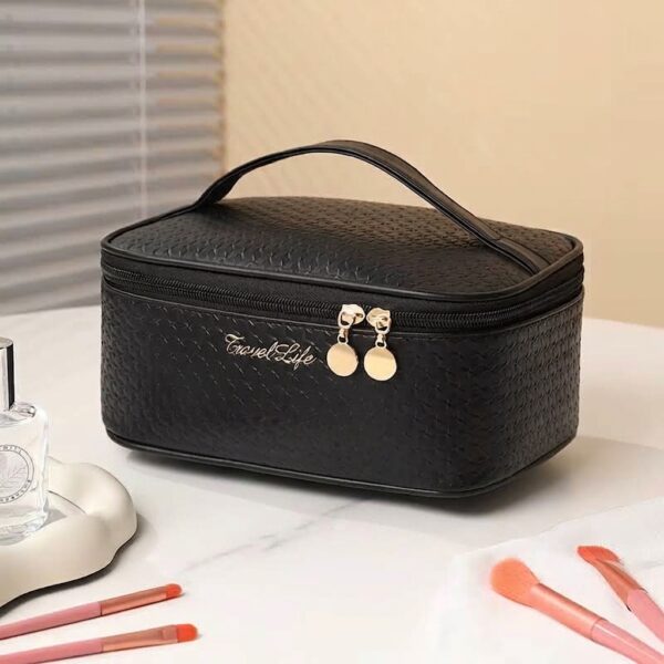 Cosmetiquera Negra de Viaje Organizadora de Maquillaje con Asa