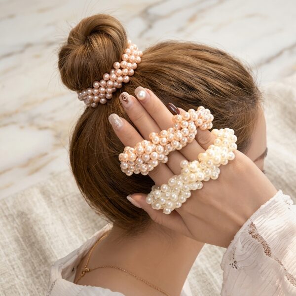 Ligas con Perlas para Peinados y Moños | Scrunches de Perlas Premium