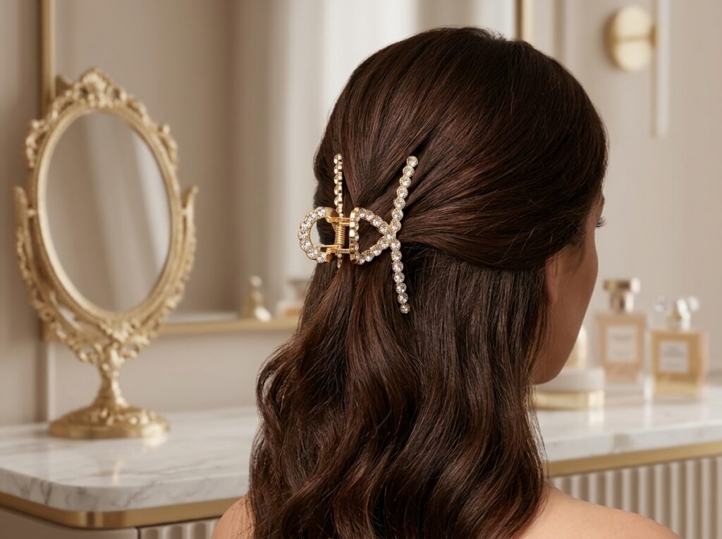 Pinza para Cabello Dorada con Pedrería Brilliant