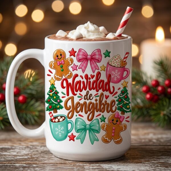 Taza Navideña Galleta de Jengibre – 15 oz