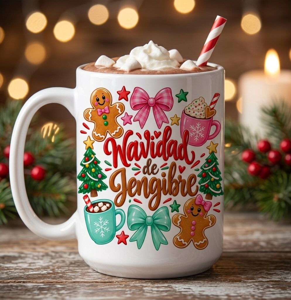 Taza Navideña Galleta de Jengibre – 15 oz