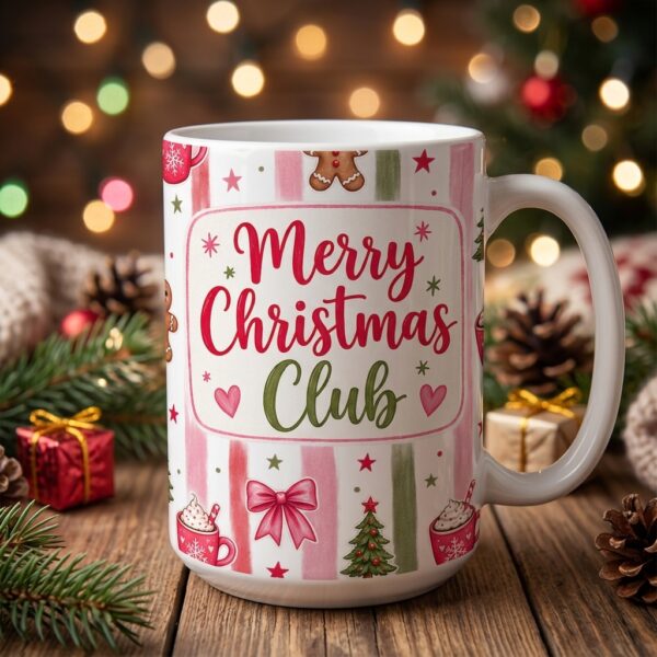 Taza de Cerámica Navideña "Merry Christmas Club" (15 oz)