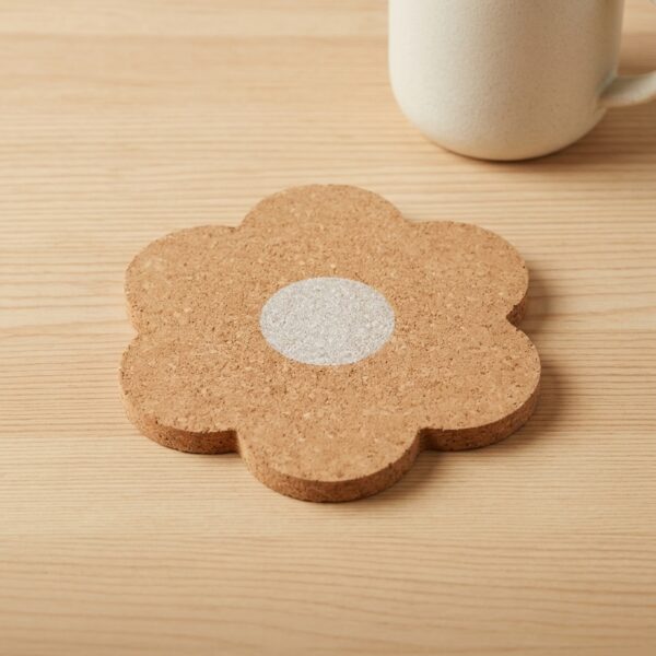 Posavasos de Corcho Sostenible "Flower Cork Coaster" para Tazas y Vasos - Blanco