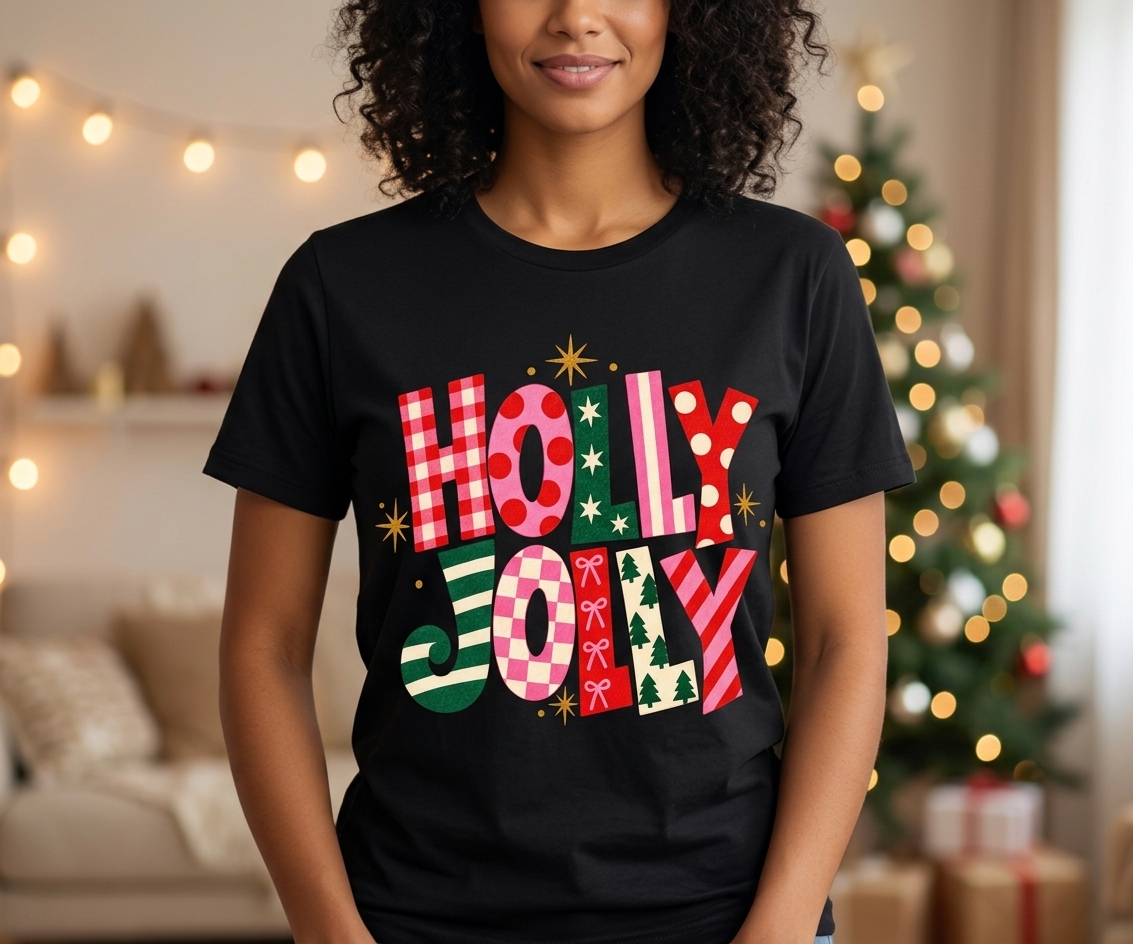 Camiseta de Navidad "Holly Jolly" - Graphic Tee Festiva