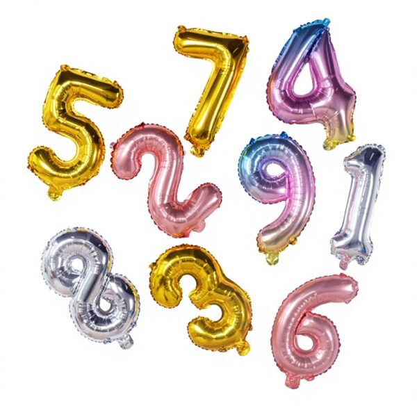 Globos de Número Metalizados de 16" (40 cm) – Variedad de Colores y Estilos