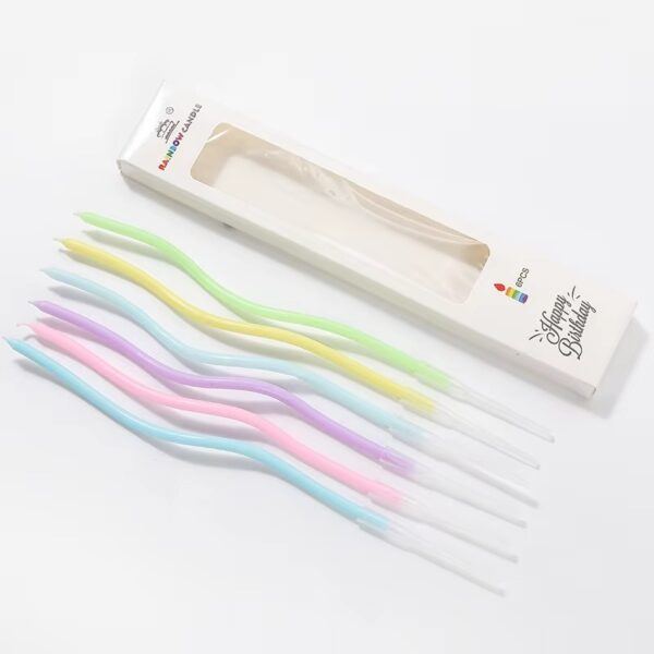 Set de 6 Velas Espirales Pastel Metálicas para Pastel de Cumpleaños
