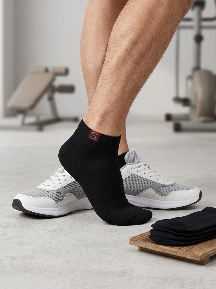 Set de 3 Pares de Calcetines Sport de Bambú 100% para Hombre – (Blanco, Negro, Gris)