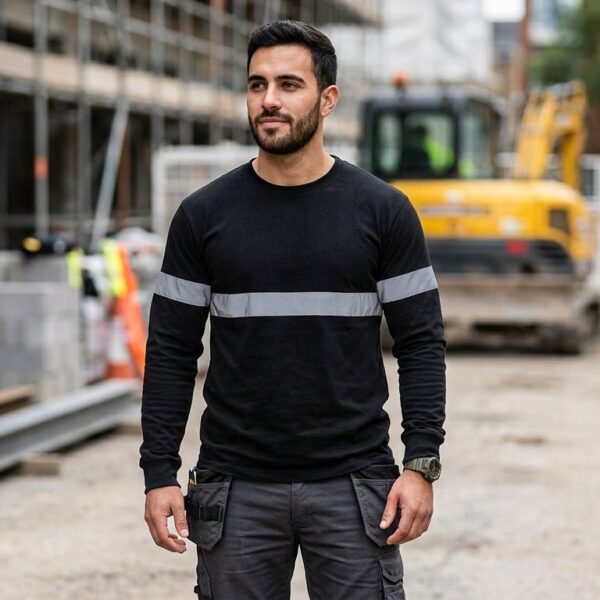 Camiseta Industrial de Dry Fit con Cinta Reflectiva Gris Lisa MQ 12
