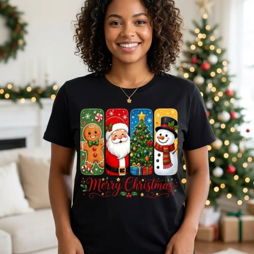Camiseta navideña para familias santa y sus amigos MQ 12