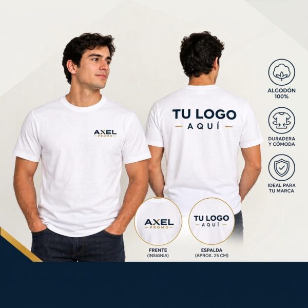 Camiseta Corporativa Personalizada en Algodón 100% MQ 25 Dos estampados