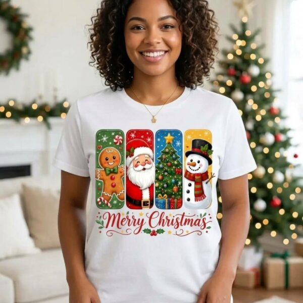 Camiseta Blanca Navideña para familias santa y sus amigos UNIDAD