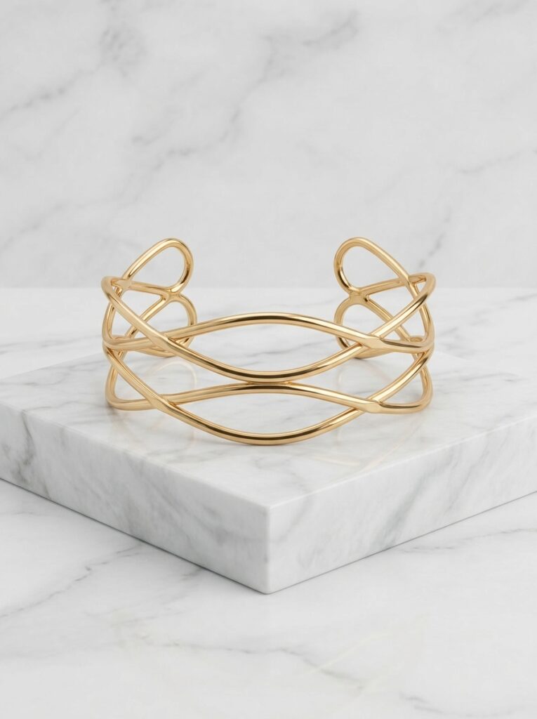 Pulsera Brazalete Abierta de Aleación Dorada bohemio