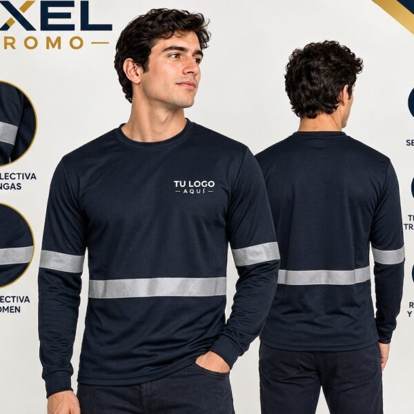 Camiseta Industrial de Dry Fit con Cinta Reflectiva Gris con Logo MQ 36