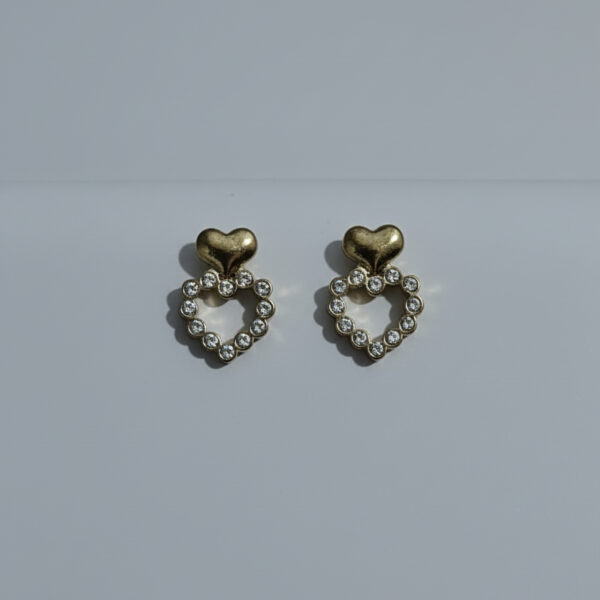 Arete Doble Corazón  con Poste de Plata S925